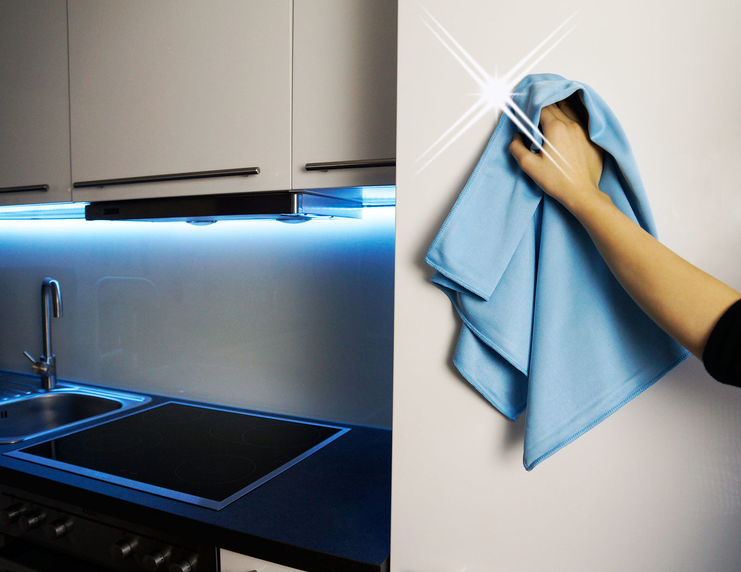 Sonty 2 Stück Fenstertuch Premium- Microfasertuch 50 x 70 cm in blau
