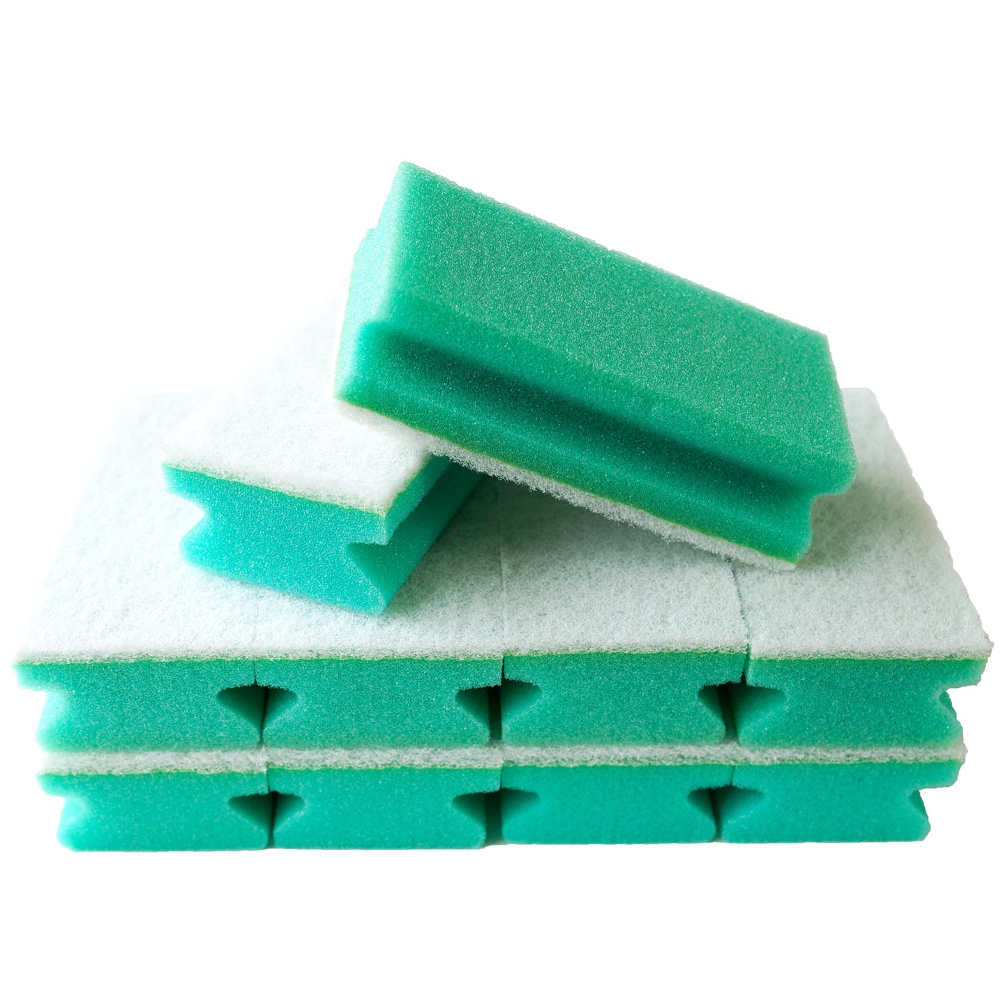 Sonty 10 Stück Putzschwamm kratzfrei- waschbar- gross 15x7x4cm weiß/grün