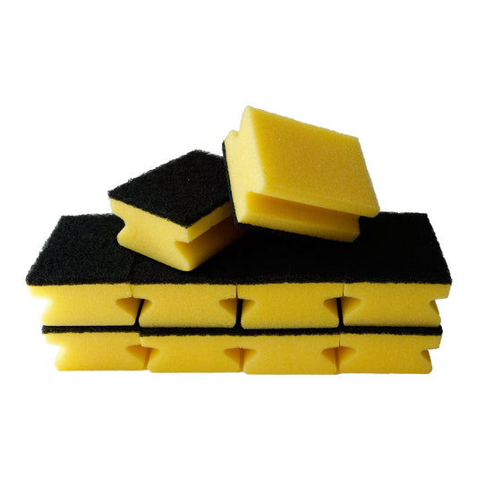 Sonty 10 Stück Topfreiniger Premium- Schwamm mit Schleifmittel- 9 x 7 x 4 cm schwarz/gelb