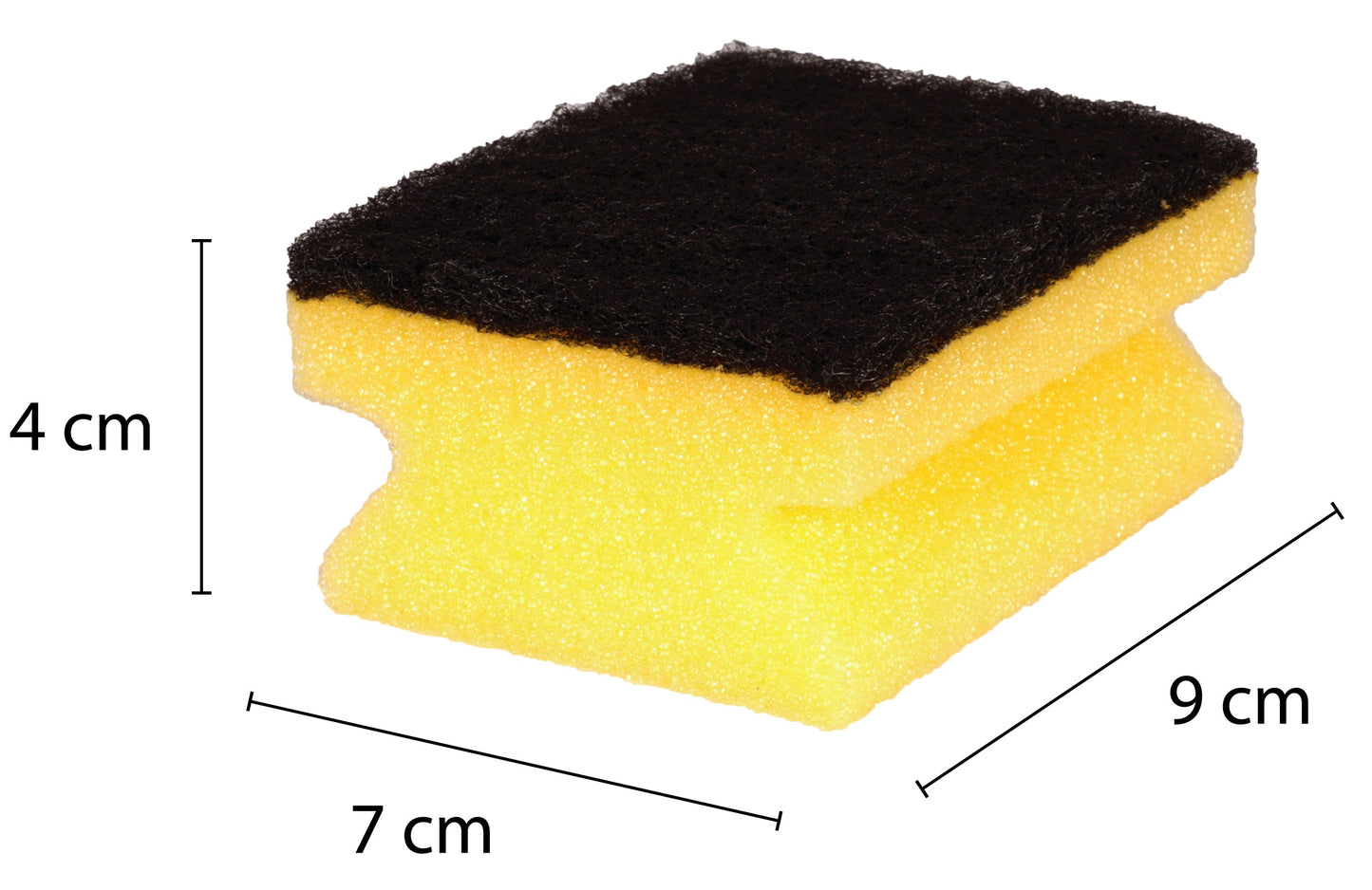 Sonty 10 Stück Topfreiniger Premium- Schwamm mit Schleifmittel- 9 x 7 x 4 cm schwarz/gelb