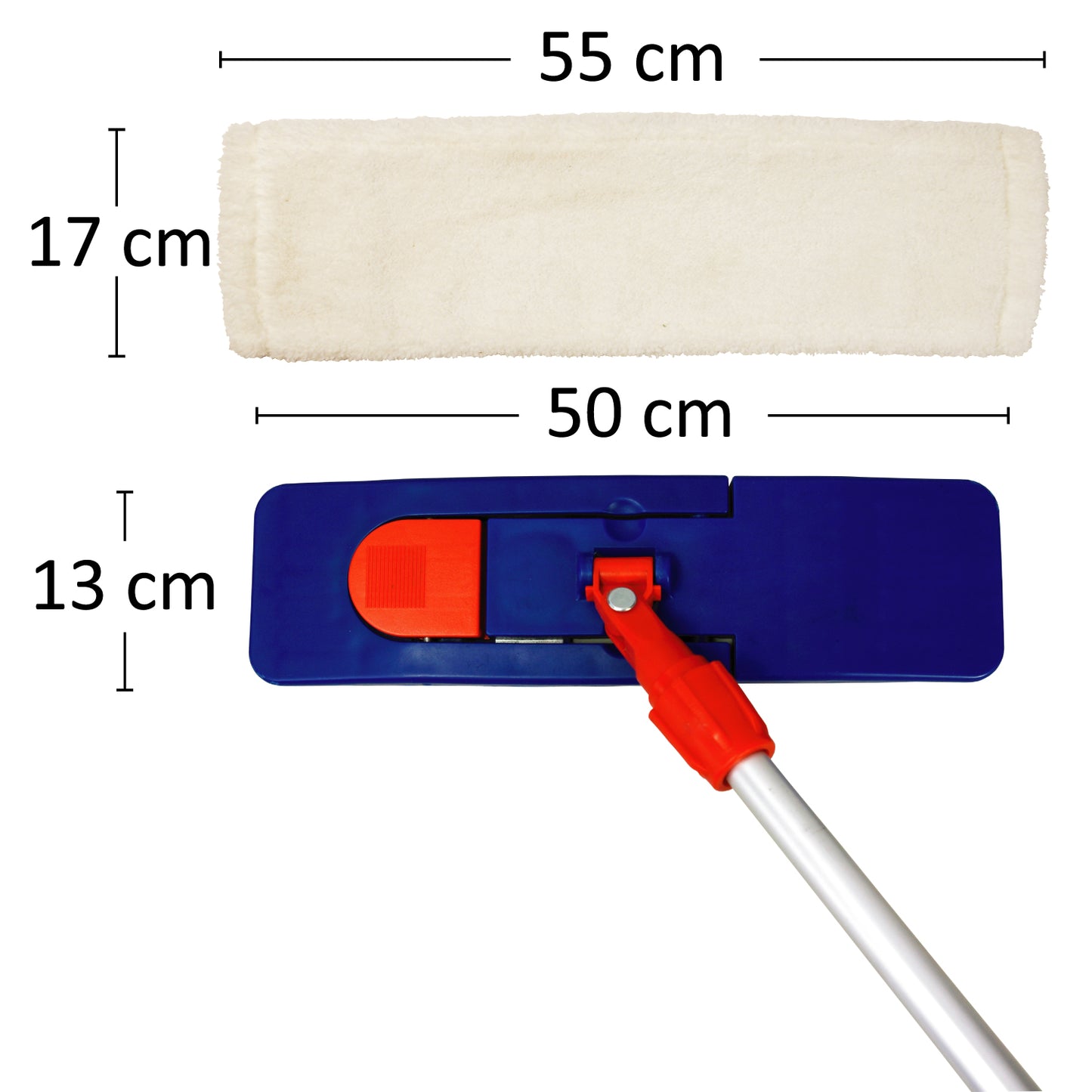 Sonty 1 Stück Wischmopp Set 50 cm- Klapphalter Magnet- Mopstange Alu- Microfaser Mopp