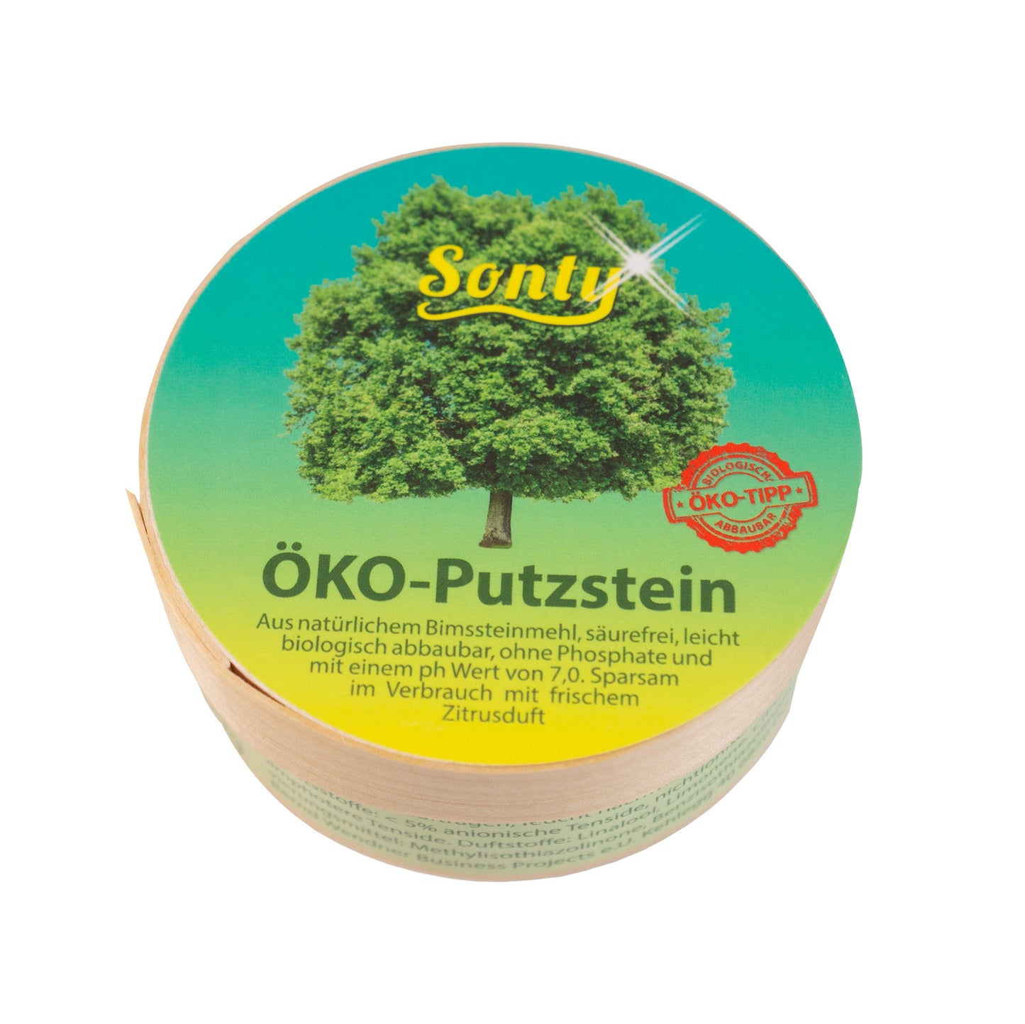 Sonty 1 Stück ÖKO Putzstein 280g in der Holzdose, Putzpaste, Universalreiniger, Reinigungsstein